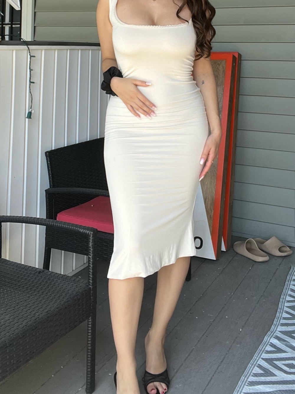 Modal Lace-Trim Midaxi Dress in Ivory - Picture 4 of 4
